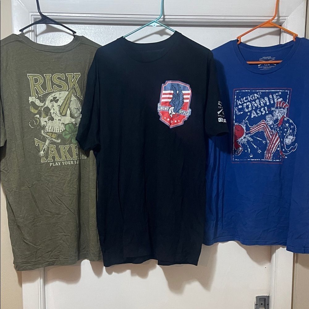 Grunt Style Black blue and Olive Graphic Tees bundle 2xl